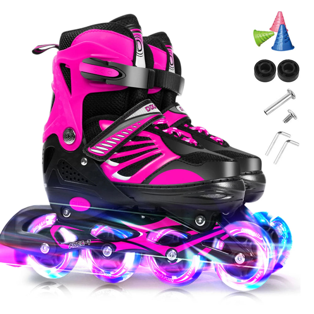 Adjustable Kids Inline Skates with Light-Up Wheels