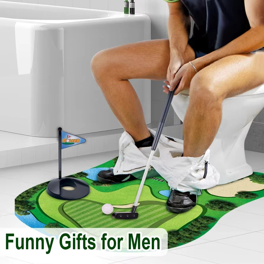 Toilet Golf Set – Bathroom Putting Green Gag Gift