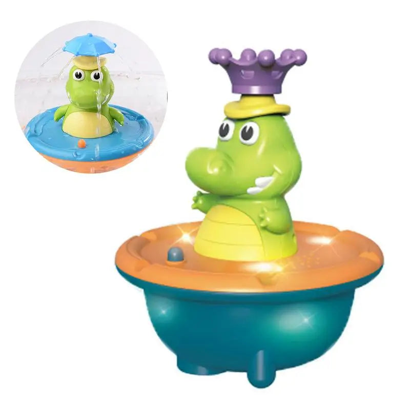 Crocodile Water Sprinkler Bath Toy – Rotating Splash Fun – In Use | Toki Toy Box
