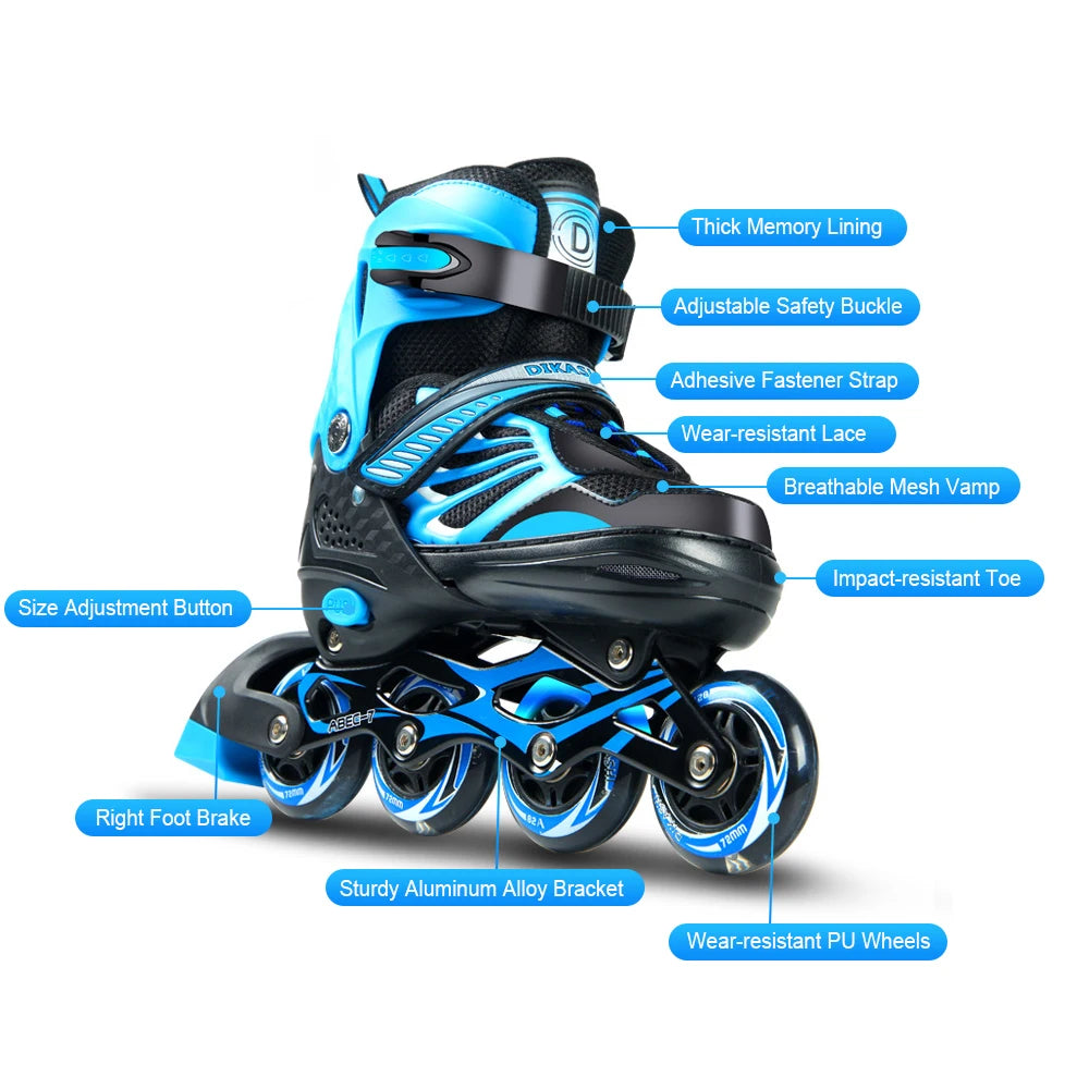 Adjustable Kids Inline Skates with Light-Up Wheels