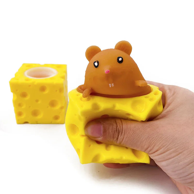 Cheese Mouse Stress Toy – Funny Squeeze Fidget – Size Reference | Toki Toy Box