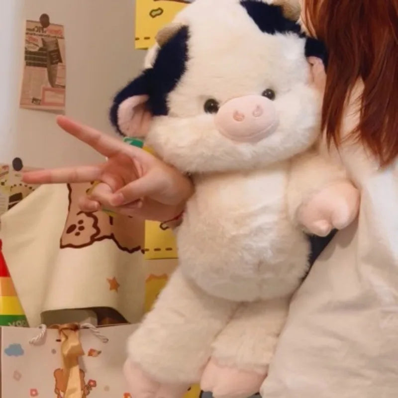 Fluffy Cow Plush Pillow 40cm Soft Cuddle Toy | Toki Toy Box