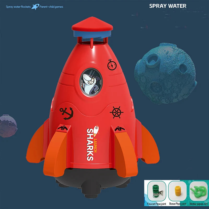 Flying Rocket Sprinkler Water Toy for Backyard Fun