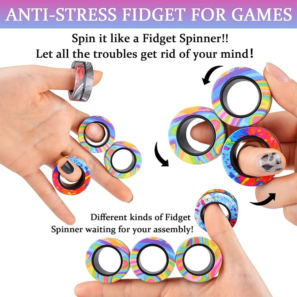 Magnetic Fidget Rings Set | Focus & Stress Relief Toy