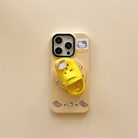 Cute Korean Kitty Crocs Magnetic Stand Case for iPhone 13–16 Pro Max