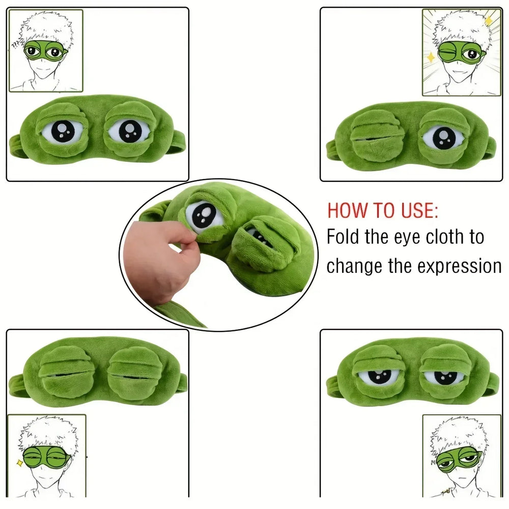 Cute 3D Frog Sleep Mask – Soft Plush Eye Shade