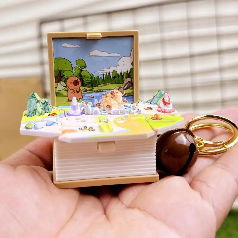 Capybara Mini Flip Book Keychain – Cute Pocket Toy – Lifestyle | Toki Toy Box