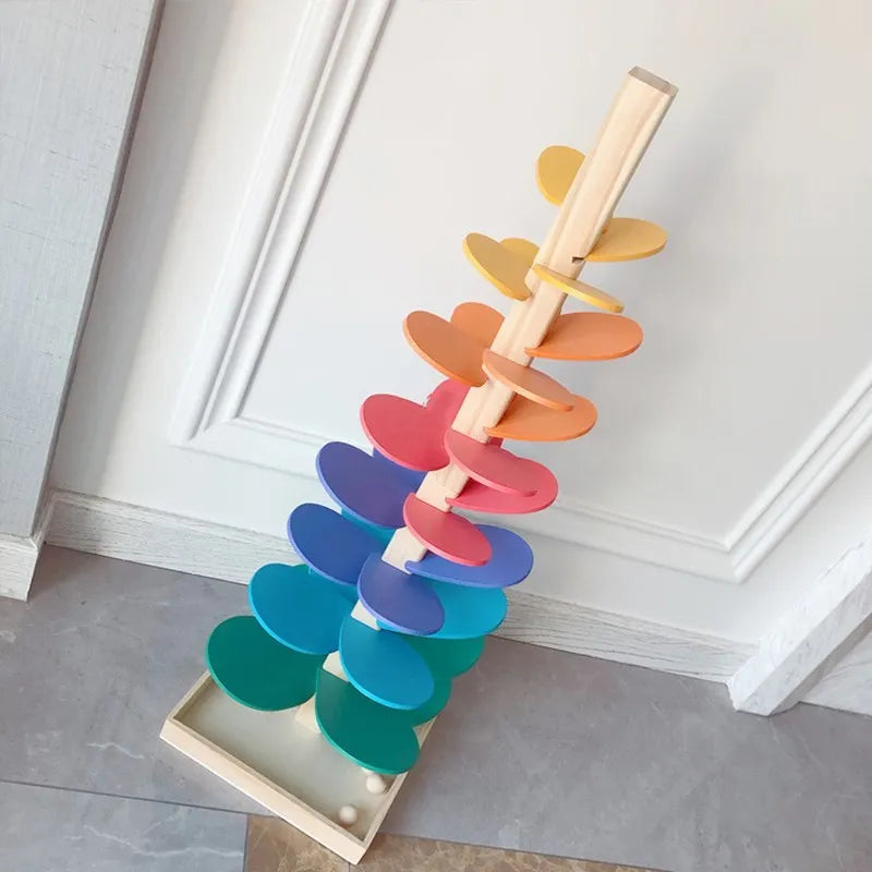 Wooden Petal Marble Run – Creative Building Toy for Kids – Detail | Toki Toy Box