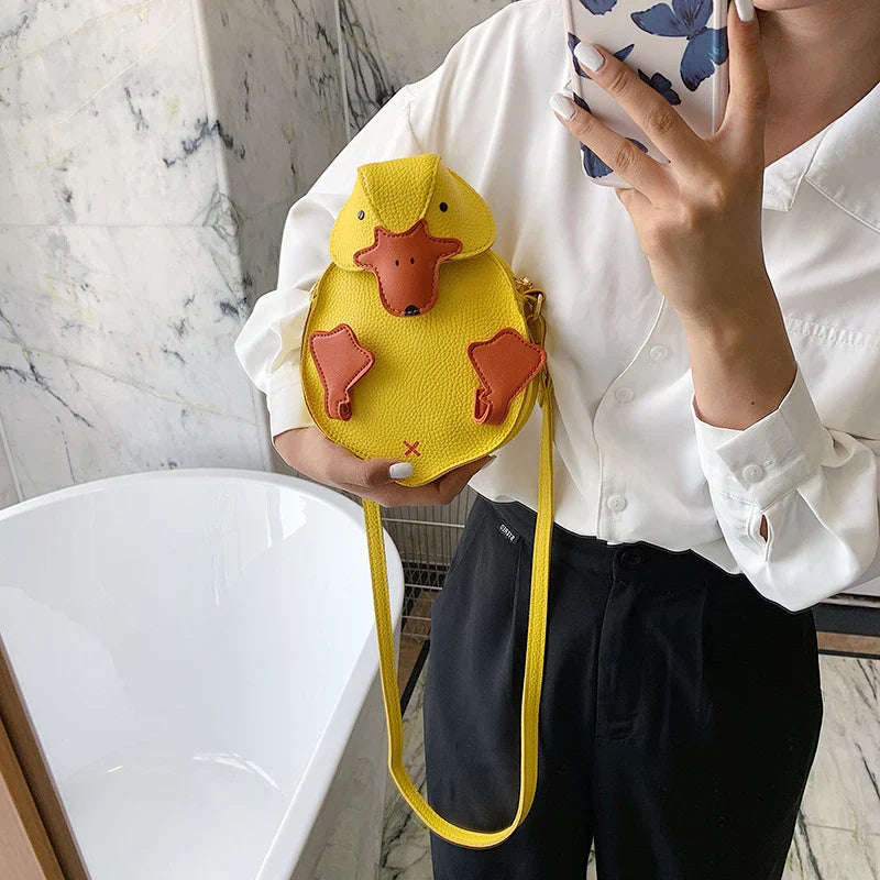 Mini Duck-Shaped Crossbody Bag – 3D Cartoon Coin Purse in Kawaii PU Leather