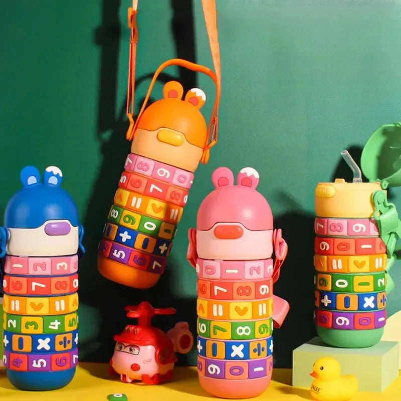 Kids Thermal Water Bottle – Digital Puzzle Straw Cup - Toki Toy Box