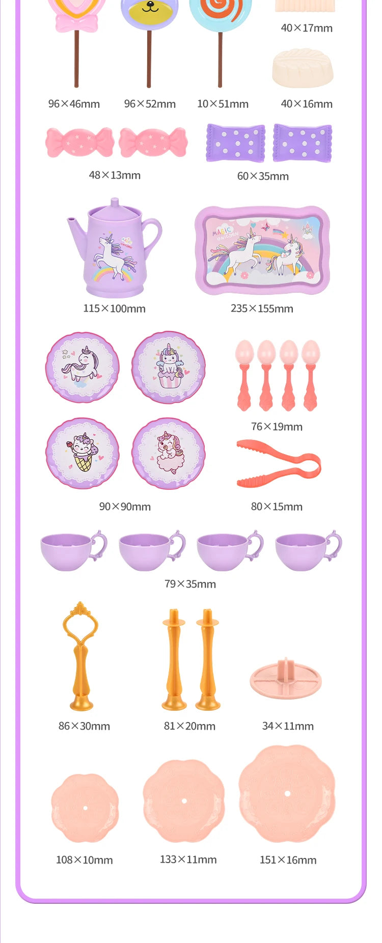 44-Piece Pretend Tea Party Set – Creative Play Kitchen Toy