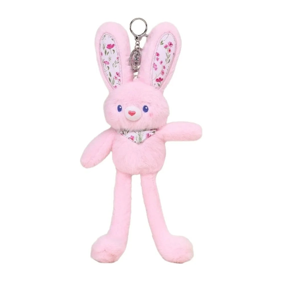 Floral Plush Bunny Keychain – Cute Long-Leg Bag Charm – Detail | Toki Toy Box