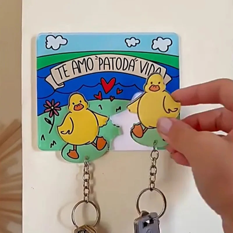 Couple Duck Keychain Set – Cute Puzzle Key Holder Gift – Size Reference | Toki Toy Box