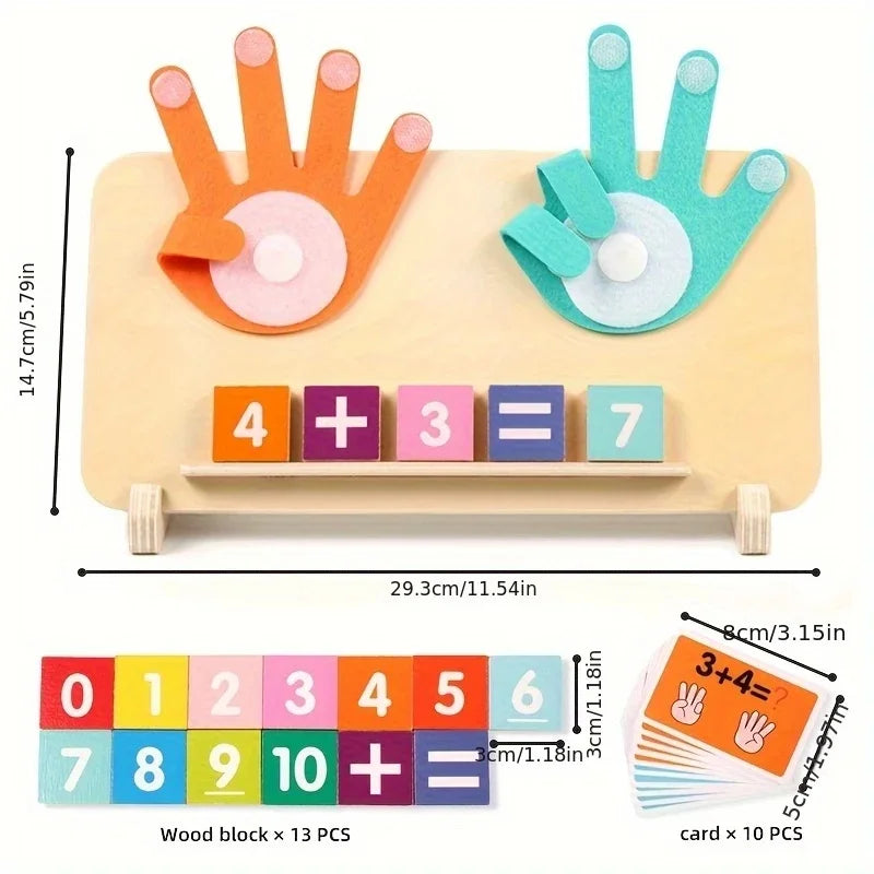 Wooden Arithmetic Learning Board with Number Blocks & Math Cards – For Kids 3+ - Toki Toy Box