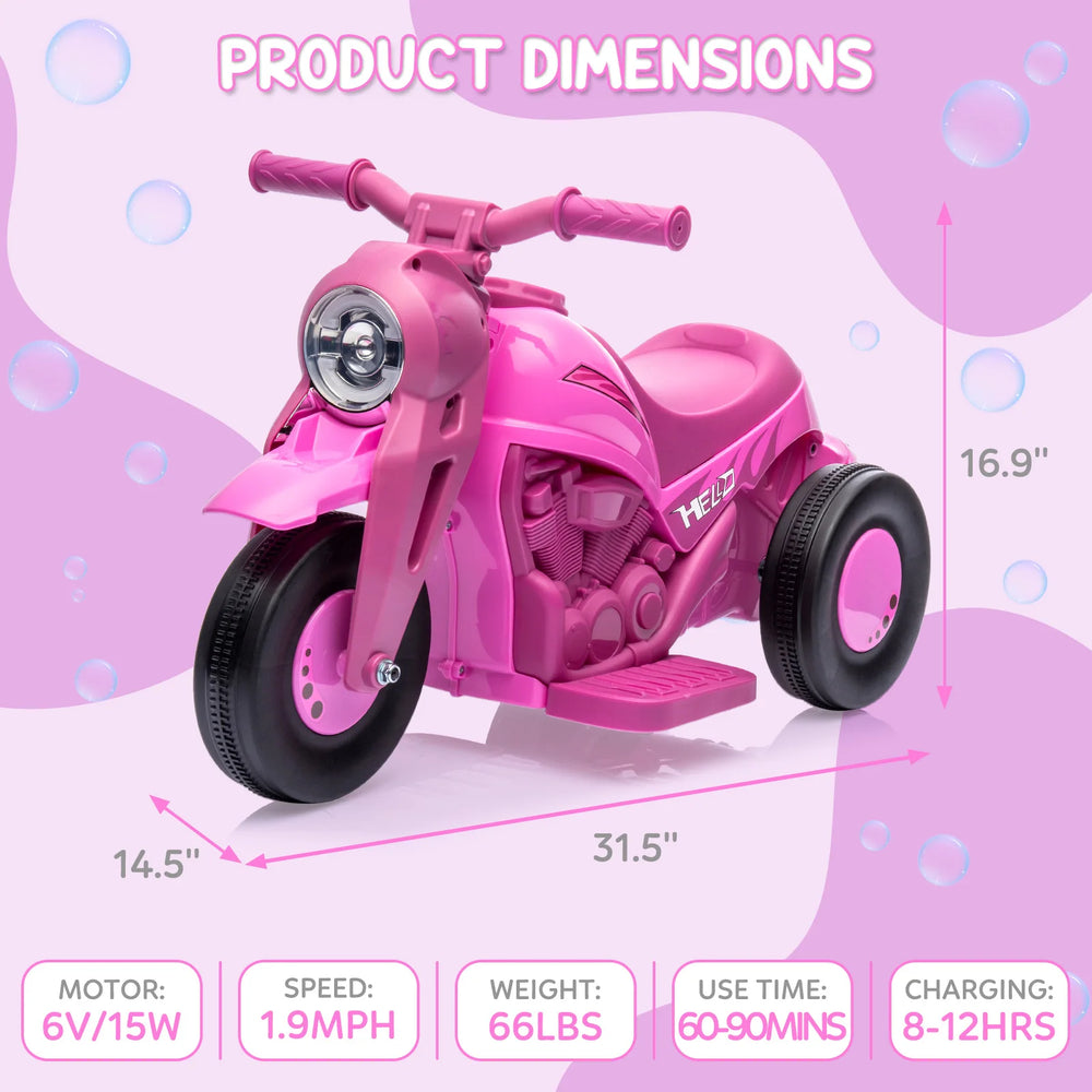 Kids Ride-On Bubble Motorcycle with Lights & Music