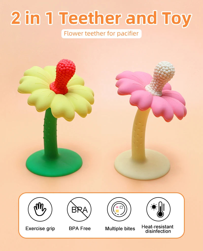Baby Silicone Flower Teether – BPA-Free Infant Chew Toy - Toki Toy Box