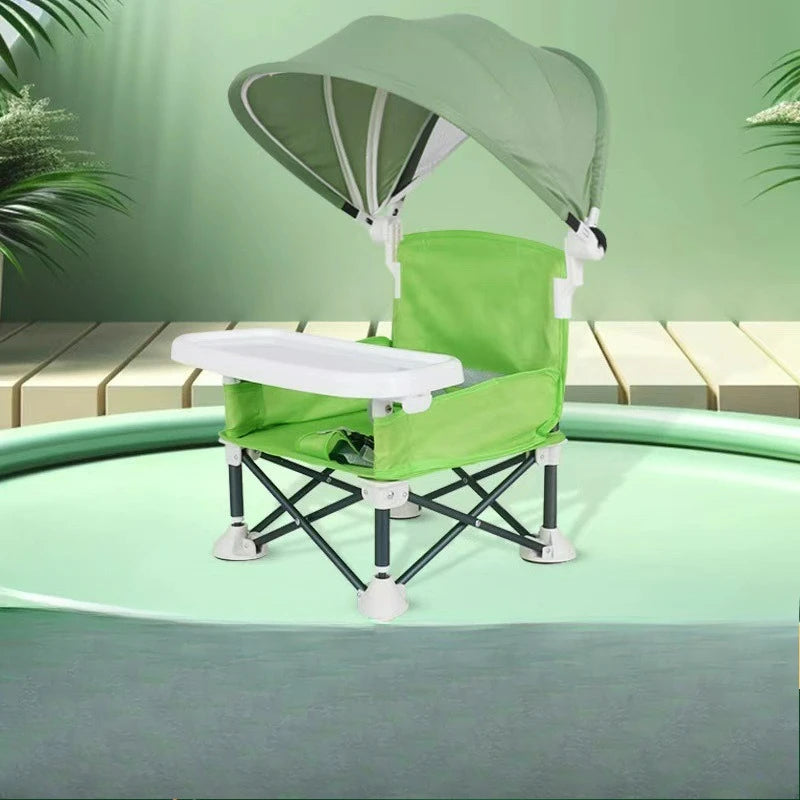 Portable Baby Camping High Chair with Sunshade Tent