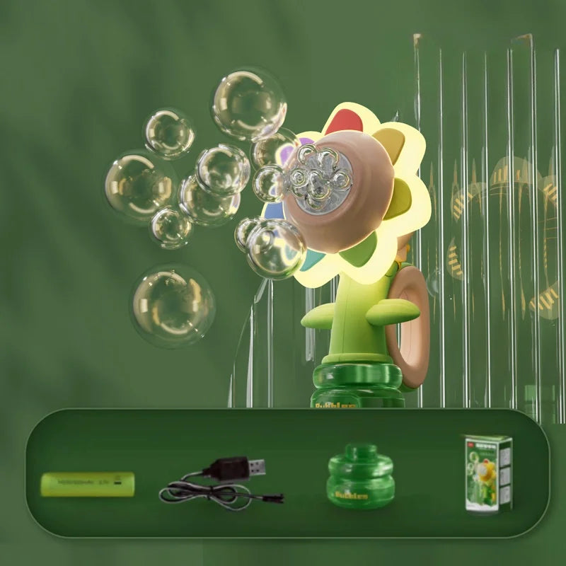 Sunflower Bubble Machine Toy – Dancing Bubble Maker for Kids – Size Reference | Toki Toy Box