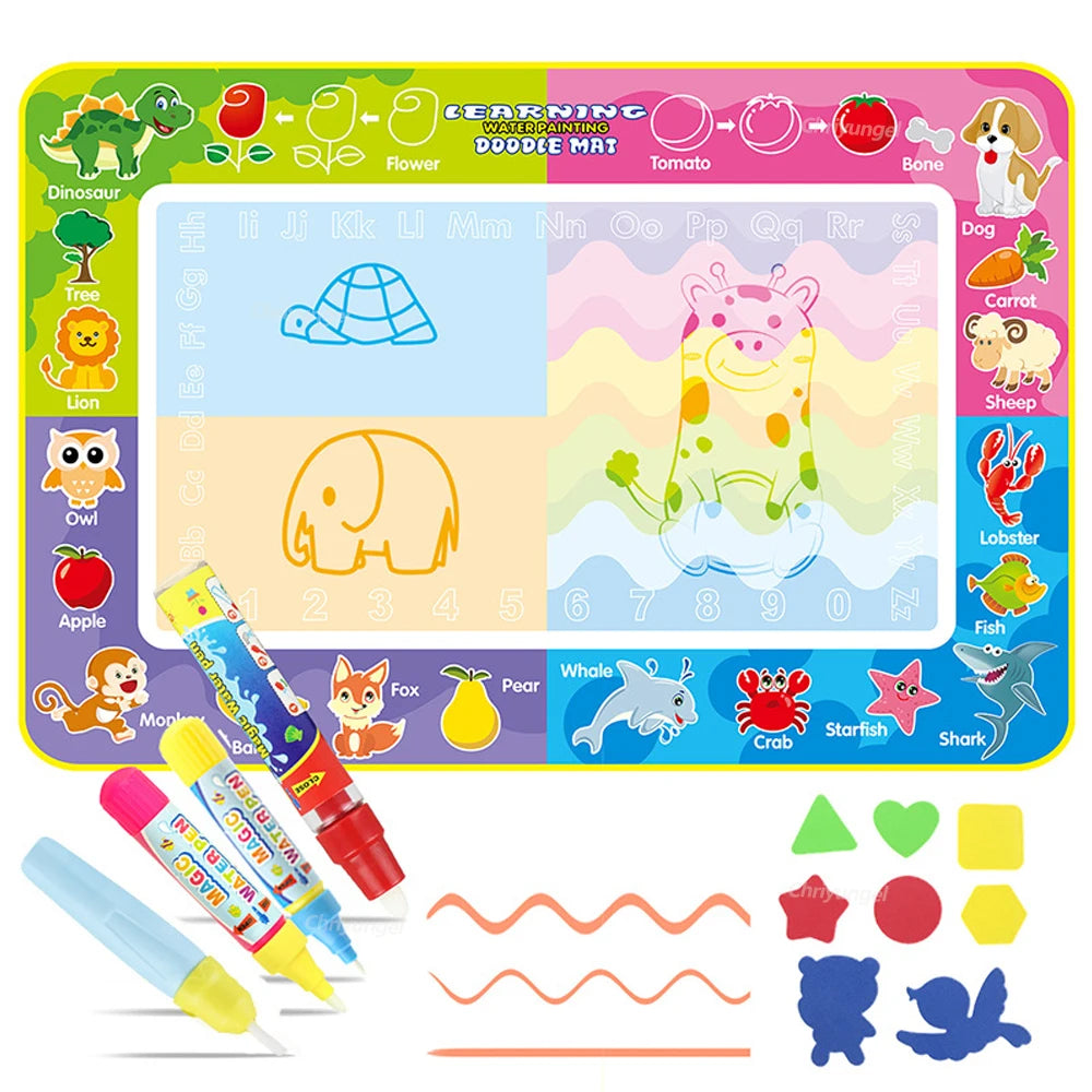 Green water drawing mat laid flat