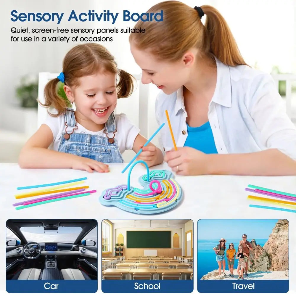 Rainbow String Sensory Board – Double-Sided Fidget