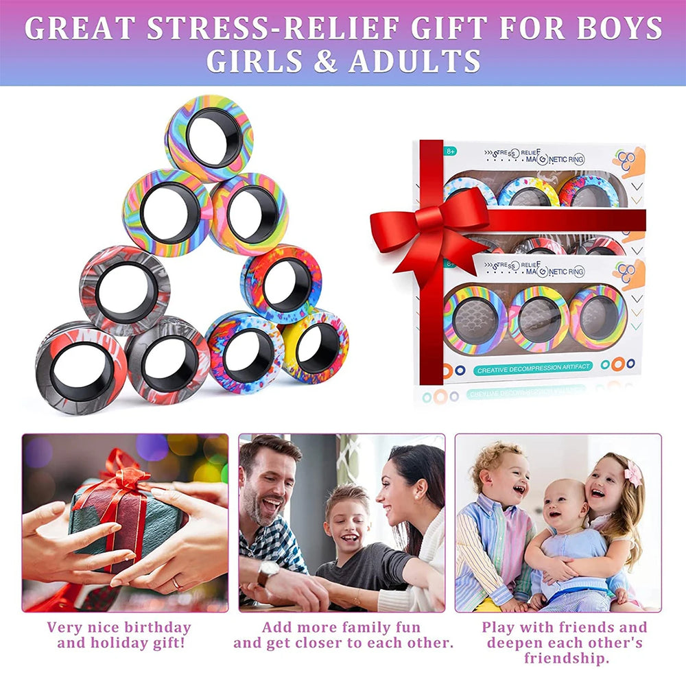 Magnetic Fidget Rings Set | Focus & Stress Relief Toy