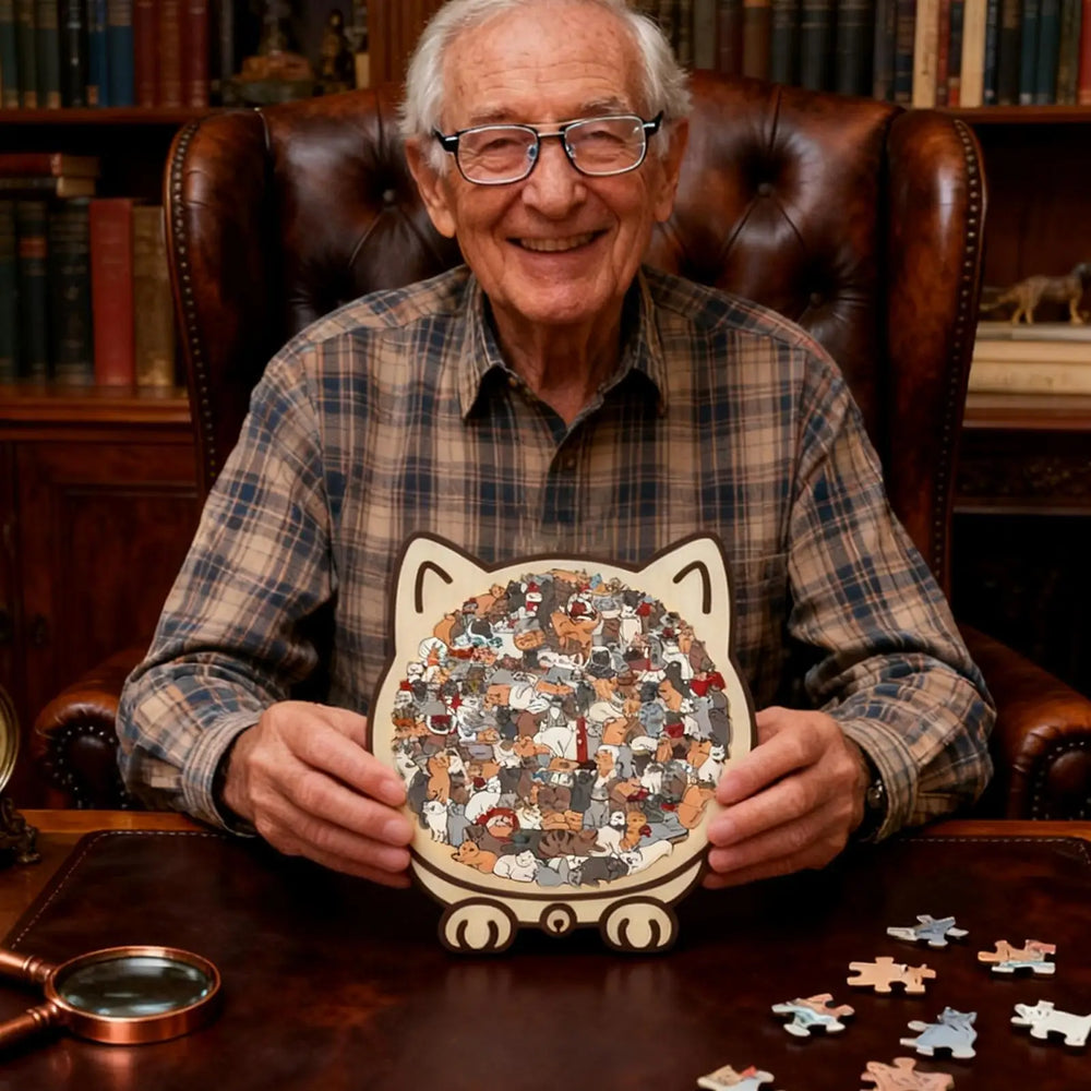 Cat-Shaped Wooden Puzzle – 135-Piece Brain Teaser