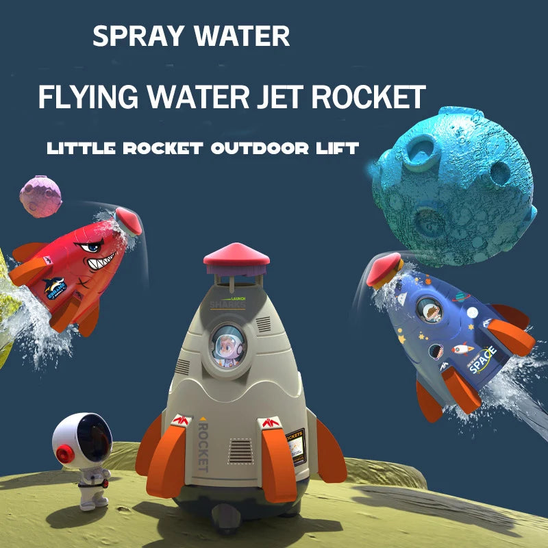Flying Rocket Sprinkler Water Toy for Backyard Fun