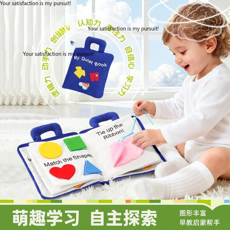 Montessori busy book for babies with hands-on pages