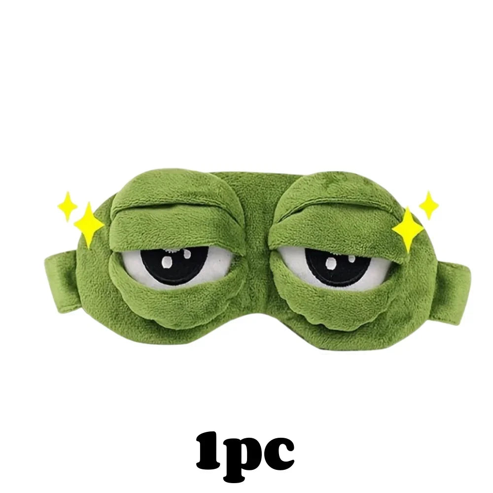 Cute 3D Frog Sleep Mask – Soft Plush Eye Shade