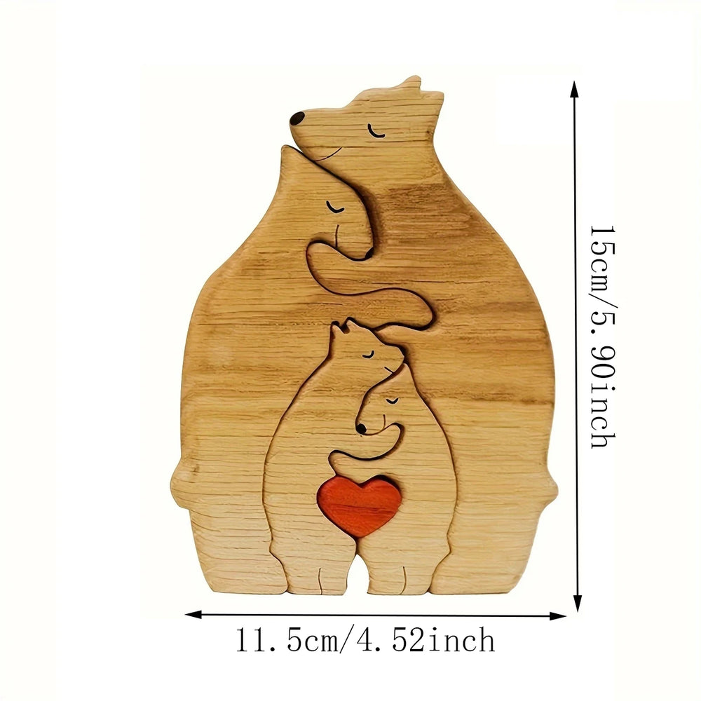 Bear Family Hug Puzzle – Wooden Desktop Gift