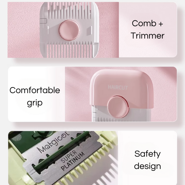TrimPocket™ 2-in-1 Hair Trimmer & Comb for Babies and Kids – Safe, Gentle & Portable Grooming Tool