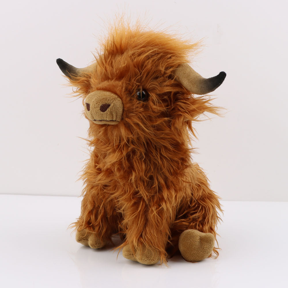 Fluffy Highland Cow Plush – Soft Shaggy Farm Buddy – Size Reference | Toki Toy Box
