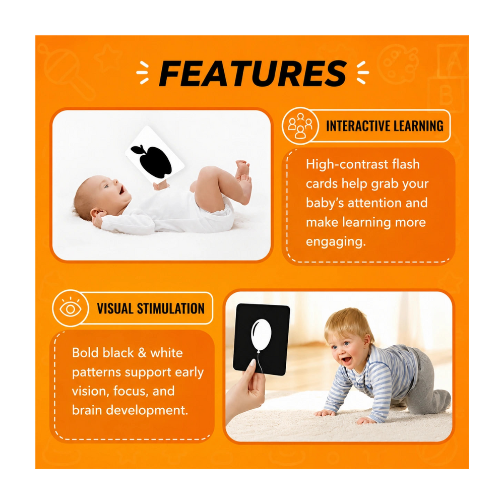 High Contrast Baby Flash Cards – 18 Cards - Toki Toy Box