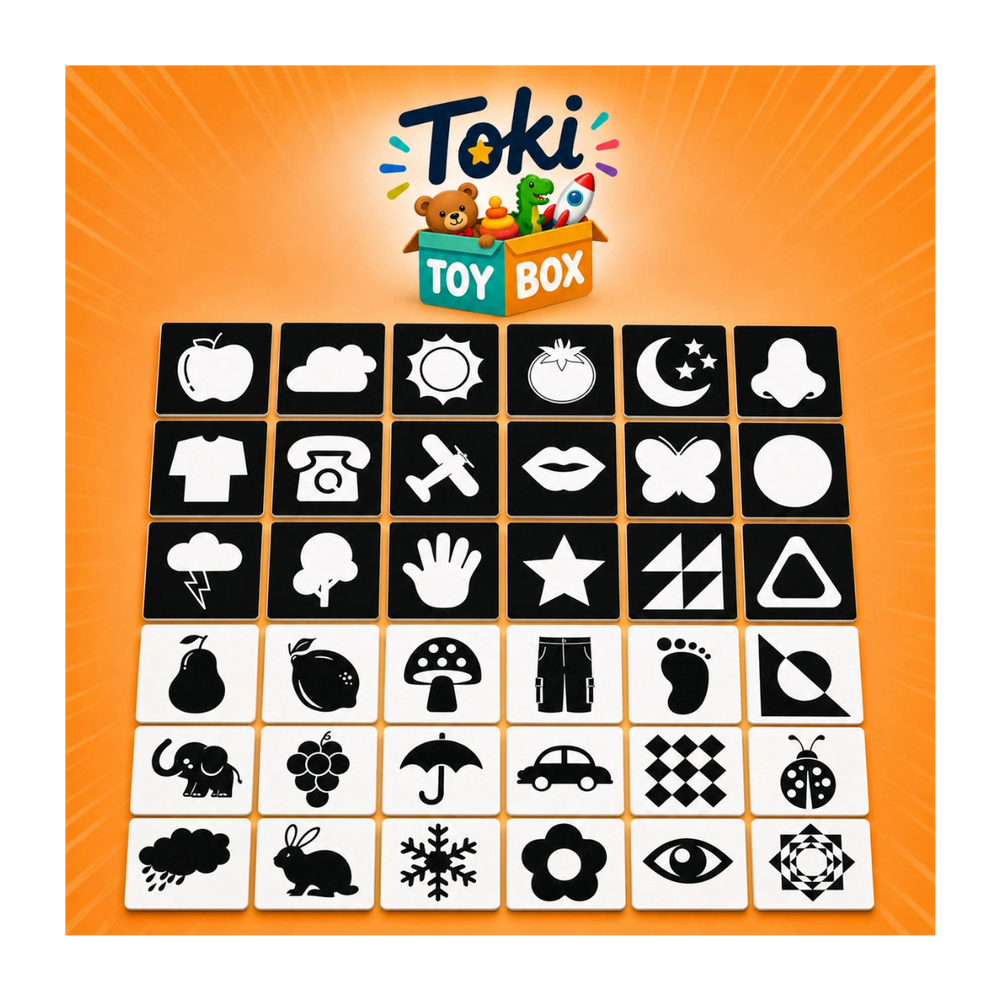 High Contrast Baby Flash Cards – 18 Cards - Toki Toy Box