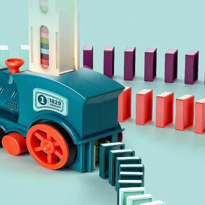 Automatic Domino Train Set – Creative Fun for Kids – Side View | Toki Toy Box