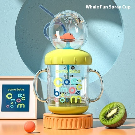 Whale Fountain Kids Cup – Fun Drinking Bottle | Toki Toy Box – Side View | Toki Toy Box