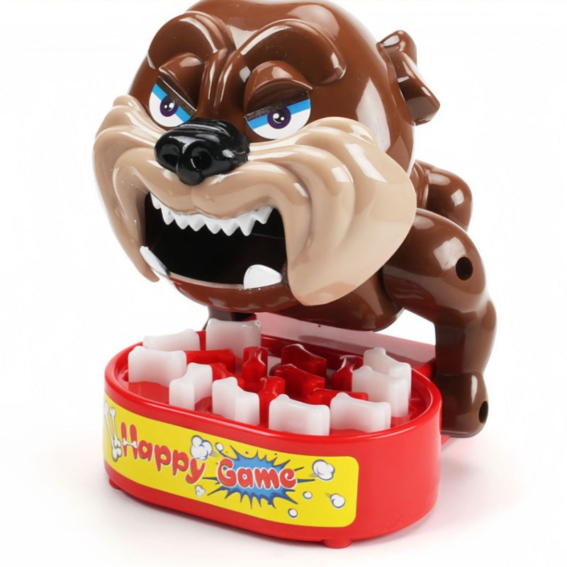 Beware of the Dog bite game – grumpy guard dog in kennel with snapping jaw prank toy