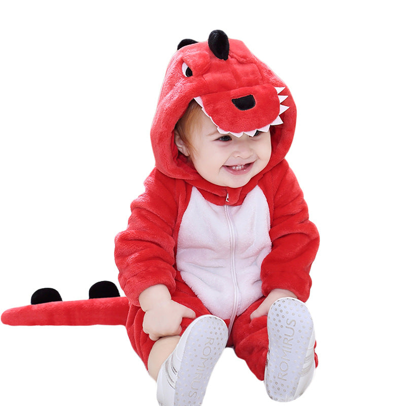 Cute Flannel Character Romper – Cozy Costume Onesie – Side View | Toki Toy Box