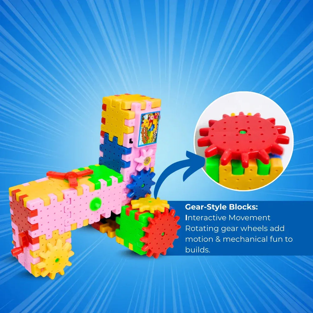 Motorized Gear Building Blocks – 101pc STEM Set