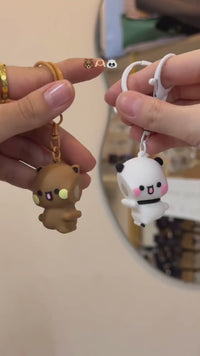 Magnetic Panda Couple Keychain – Cute Backpack Charm