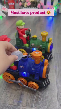 Classic Electric Steam Train Toy with LED, Music & Smoke – Battery Operated