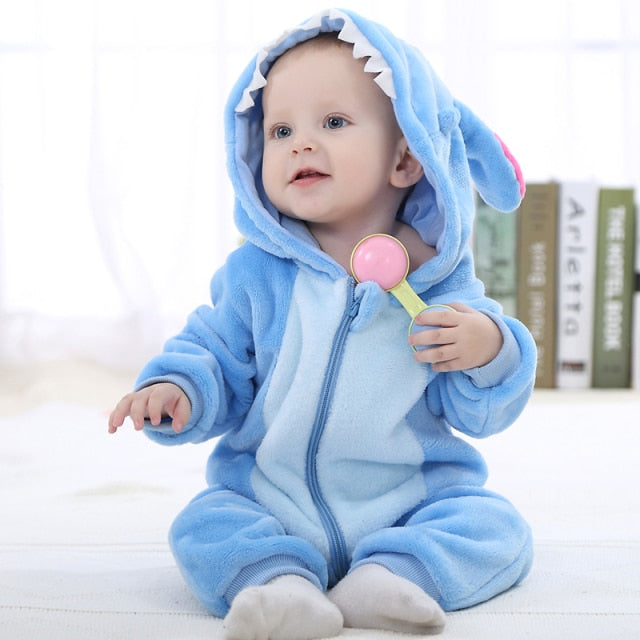 Baby Hooded Cartoon Romper – Cozy Cute Outfit – In Use | Toki Toy Box