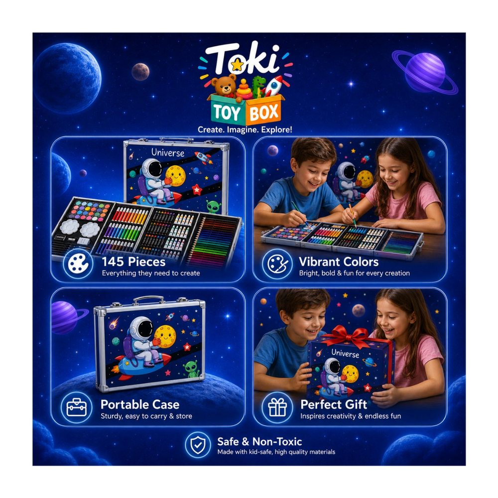 Art Set for Kids – 145-Piece Kit - Toki Toy Box