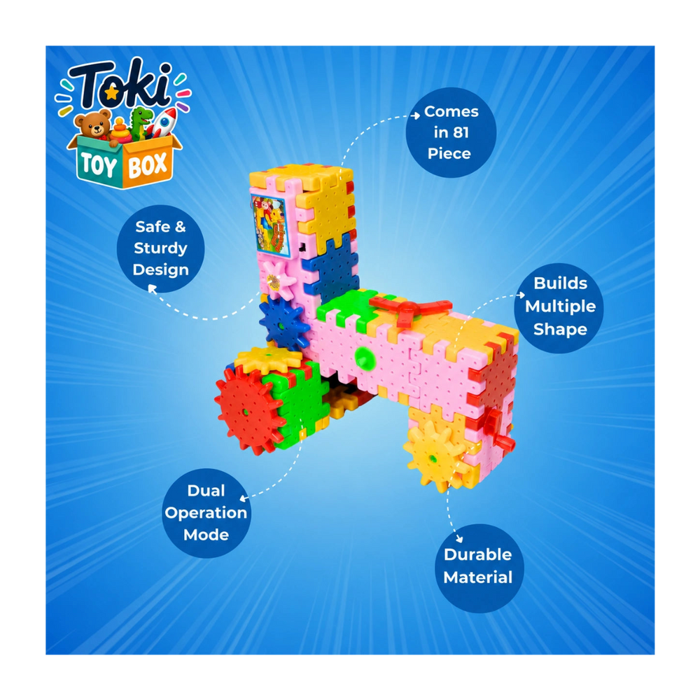 Motorized Gear Building Blocks – 101pc STEM Set - Toki Toy Box