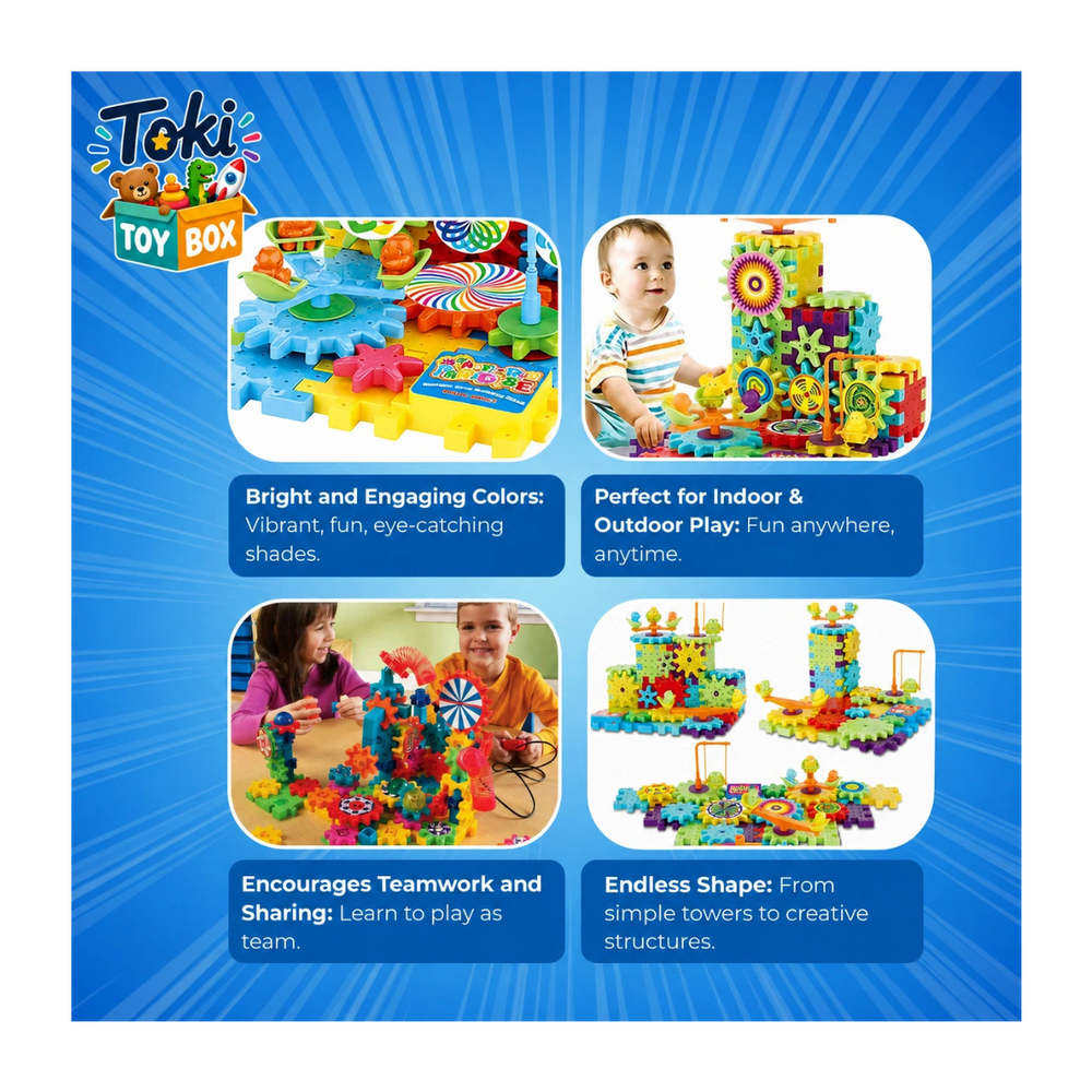 Motorized Gear Building Blocks – 101pc STEM Set - Toki Toy Box
